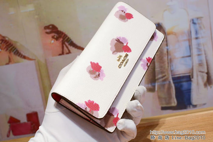 COACH蔻馳 53747# 女士信封錢包 簡單優雅 卡位/零錢位齊全 時尚按扣  Chz1388